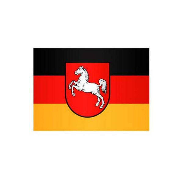 Stein HGS Landesflagge Niedersachsen, 400 x 150 cm (Hochformat), mit Karabiner, FlagTop 160 g/m², für Fahnenmasten ab 8 m, mit Hohlsaum für Ø 4 cm Ausleger, 26439
