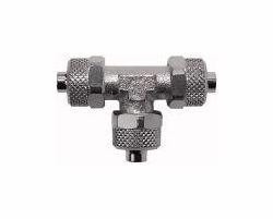 Riegler T-Verbinder, SW: 14 mm, für Schlauch: 12/10 mm, Material: Messing vernickelt, 115418