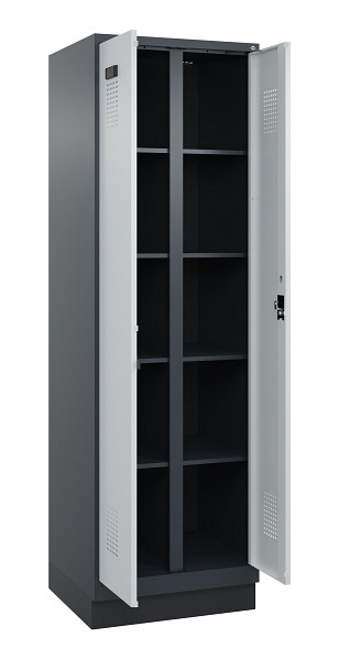 C+P Wäsche-Spind Evolo PLUS, mit Sockel, 2 Abteile, 1950x600x500mm, 7016/7035, Verschluss Zylinderschloss, 049022-20B S10044