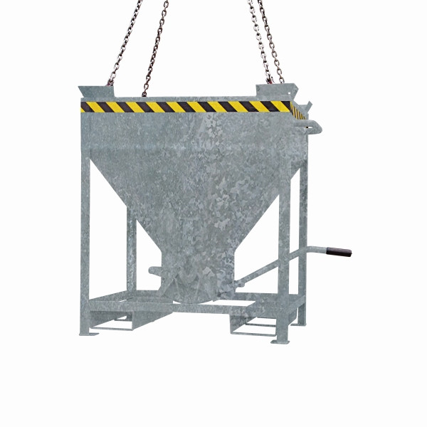 Eichinger Industrie Silobehälter Einfahrtaschen und Kranösen, mittigem, per Hebel bedienbarem Auslauf, 300 Liter feuerverzinkt, 20520400002000