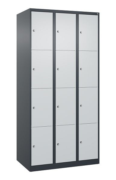 C+P Schließfachschrank Classic PLUS, 3 Abteile mit je 4 Fächern, 1850x900x500mm, 7016/7035, 080000-304 S10011