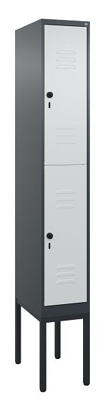 C+P Doppelstöckiger Spind Classic PLUS, Gestell, 2120x300x500mm, 7016/7035, Drehriegel, 0803307-10 S10013