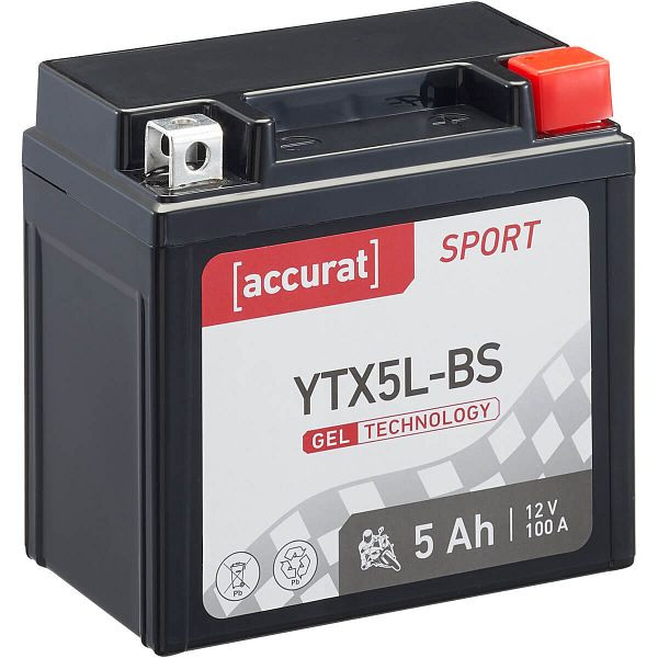 Accurat Sport GEL YTX5L-BS Motorradbatterie 5Ah 12V 100A, MBG-YTX5L