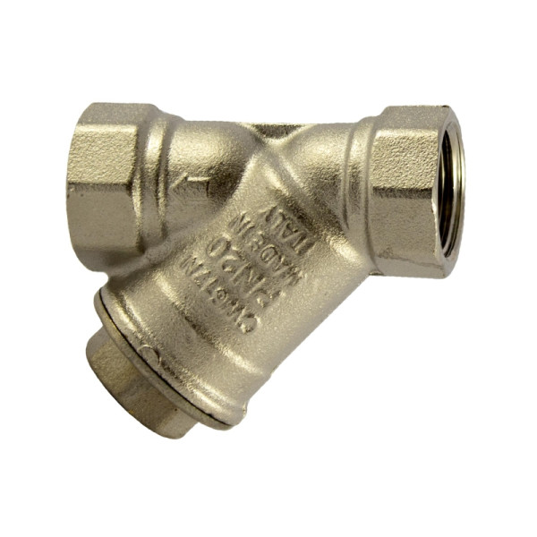Riegler Schmutzfänger, Messing vernickelt, G 1 1/4, DN 32, MW 0,3 mm, 141006
