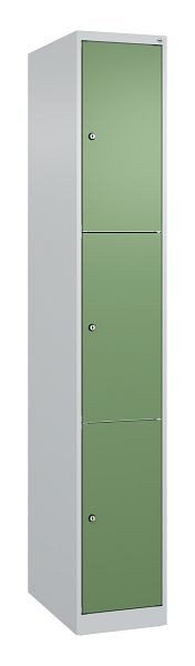 C+P Schließfachschrank Classic PLUS, 1850x300x500mm, 7035/6011, mit 3 Fächern, 080000-103 S10006