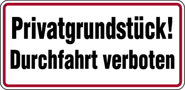 Schilder Klar Parkplatzkennzeichnung Privatgrundstück! Durchfahrt verboten, 350x170x0.45 mm Aluminium geprägt, 596/50