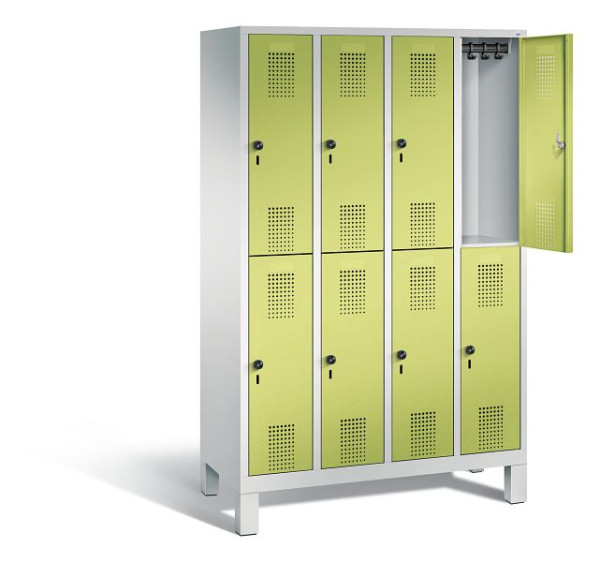 C+P Spind doppelstöckig Evolo, H1850xB1190xT500mm, Farbe: Lichtgrau / Viridingrün, 48310-40 S10464