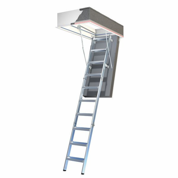 Wellhöfer Bodentreppe AluDrei mit WärmeSchutz WSPH, Deckenöffnung 130 x 70 cm, lichte Raumhöhe 237 - 247 cm, 294000155