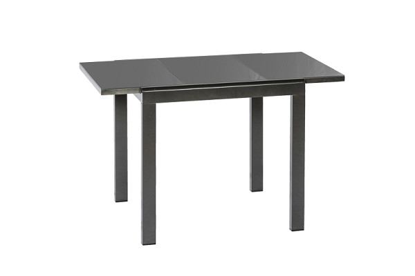 Merxx Semi-Balkonausziehtisch, 80 (120) x 70 cm, graphitfarbenes Gestell, graue Glasplatte, Aluminiumgestell, 26443-217