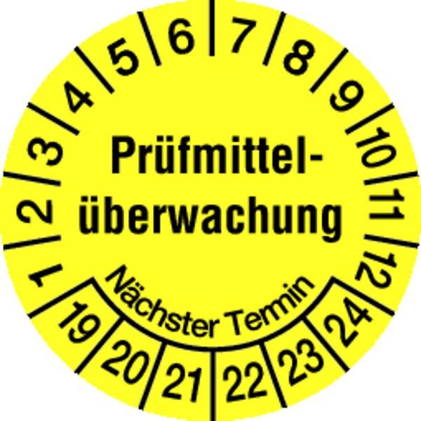 Schilder Klar Prüfplakette Prüfmittelüberwachung ab 23 gelb/schwarz, 20 mm Folie selbstklebend, VE: 40 Stück, 46/67.23