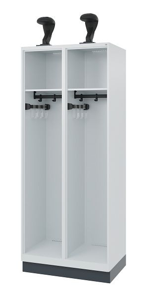 C+P Feuerwehrspind Evolo, Modell EXPERT, 2 Abteile, H1850B800T500 mm, Lichtgrau, Sockel, 0491015-22 S10009