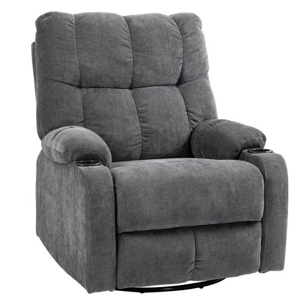 HOMCOM Relaxsessel mit Fußstütze, Loungesessel modern drehbar bis 150 kg, Stahlrahmen, 88x96x108cm, Dunkelgrau, 839-974V00CG