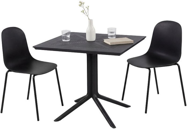 CLP Gartenmöbel-Set Zeron mit 2 Stühlen, schwarz, 328132