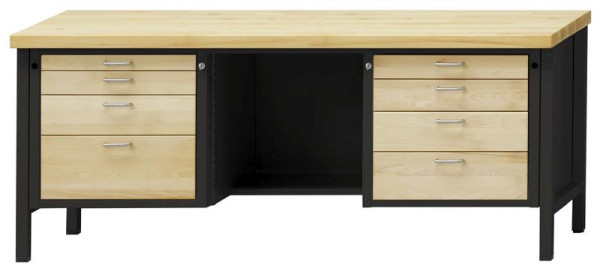 ANKE Werkbänke Kastenwerkbank, Modell 327 VH, 2000 x 700 x 890 mm, RAL 7016/Buche, BMP 40 mm, 310.309