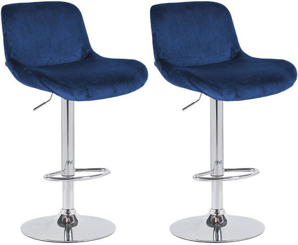 CLP Barhocker Solon Chrom Samt, blau, VE: 2 Stück, 326592