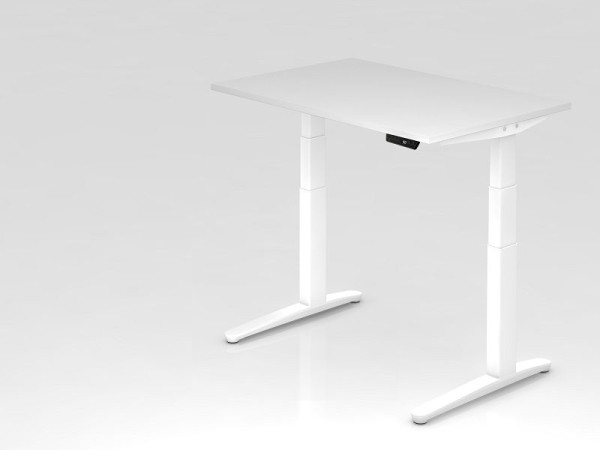Hammerbacher Sitz-Steh-Schreibtisch elektrisch 120x80cm Weiß/Weiß, Rechteckform, VXBHM12/W/WW