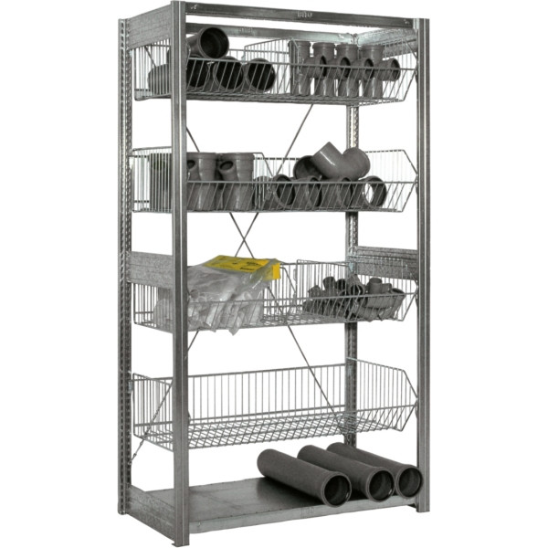 BITO Fachbodenregal Gitterkörbe 1849x996x524 Anbaufeld verzinkt/lose FP, 53057
