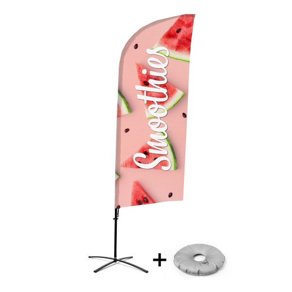 Showdown Displays Beachflag Alu Wind Komplett-Set Smoothies Wassermelone Kreuzständer, BFAW310-CB30-WB-I75