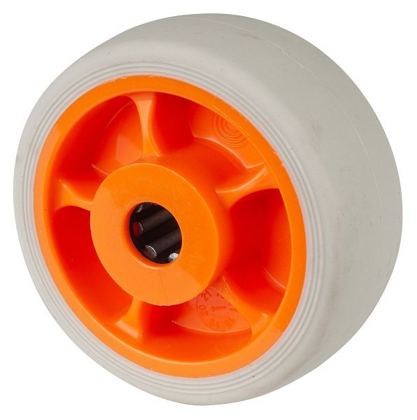 BS Rollen thermoplastisches Gummirad, Felge orange, Lauffläche grau Rollenlager, Raddurchmesser: 200 mm, VE: 2 Stück, B44.201.F002