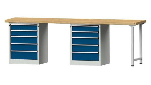 ANKE Werkbänke Kombiwerkbank, Modell 915 V, 2800 x 700 x 900 mm, RAL 7035/5010, BMP 50 mm, 415.131
