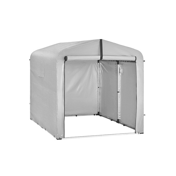 SoBuy Fahrradunterstand in Grau, Fahrradgarage mit Rollosystem, Fahrradschutzabdeckung aus Aluminium und PE-Gewebe, 219×159×165 cm, KLS11-II-L