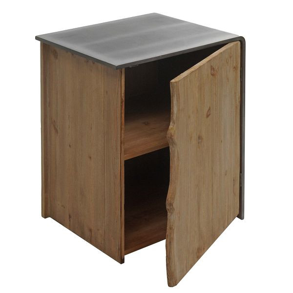 Mendler Beistelltisch HWC-L76, Kommode Nachttisch Schrank, Industrial Massiv-Holz MVG 60x50x40cm, natur mit Metall-Optik, 117598