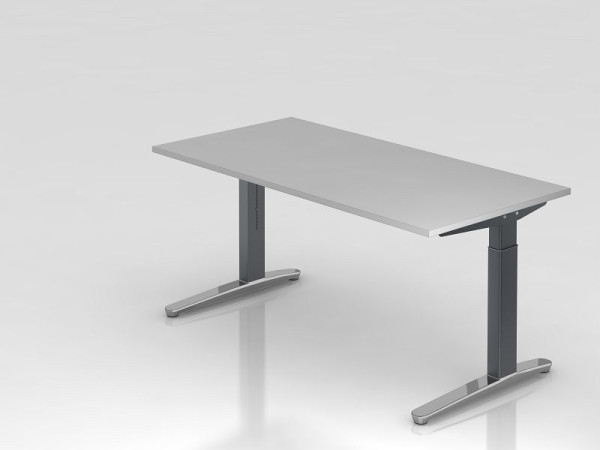 Hammerbacher Schreibtisch C-Fuß 160x80cm Grau/Graphit (Poliert), Rechteckform, VXB16/5/GC