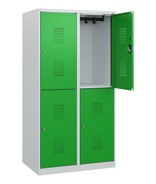 C+P Doppelstöckiger Spind Evolo PLUS, 4 Fächer, 1530x800x500mm, 7035/6037, Zylinderschloss, 0493005-22 S10038