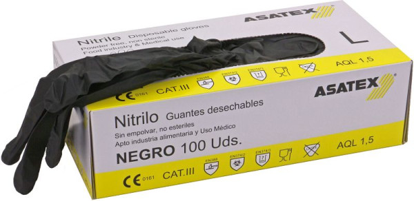 ASATEX Einweghandschuhe, Nitril, ungepudert, Farbe: schwarz, VE: 1000 Stück Größe: 2XL, ENHU-S-XXL-16