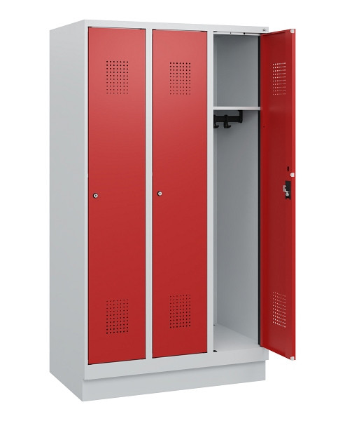 C+P Spind Evolo PLUS, Sockel, 3 Abteile, 1630x900x500mm, 7035/3000, Zylinderschloss, 0490205-30 S10024
