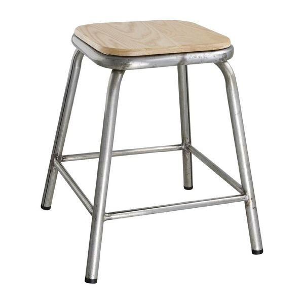 Bolero Cantina niedrige Hocker aus Stahl mit Holzsitz (4 Stück), DE478