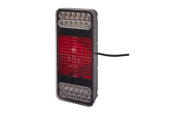 HELLA Heckleuchte, Coluna, LED, 24V, Anbau/geschraubt, glasklar, LED-Lichtfarbe: gelb/weiß/rot, 500mm, Flachsteckhülse, links, 2VP 345 900-131