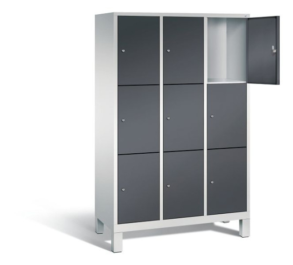 C+P Schließfachschrank Evolo, H1850xB1200xT500mm, Farbe: Lichtgrau / Schwarzgrau, 48010-323 S10118