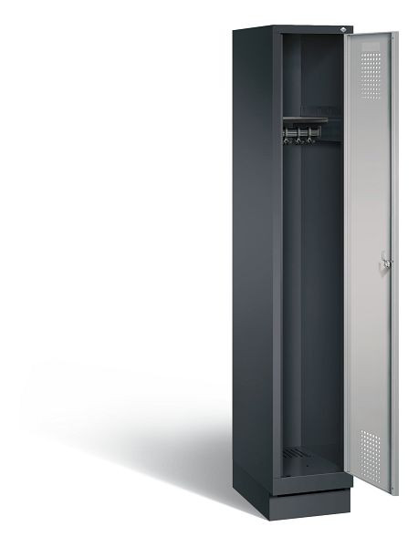 C+P Garderobenschrank Evolo, H1800xB320xT500mm, Farbe: Schwarzgrau / Weißaluminium, 48020-10 S10009