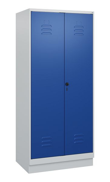 C+P Umkleidespind Classic PLUS SW, Sockel, 2 Abteile, 1800x800x500mm, 7035/5010, Drehriegel, 0800227-22 S10003