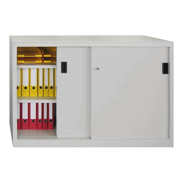 Pavoy Schwerlastschiebetürschrank 1000/1500/500, Mitteltrennwand, 4 gepulverte Fachböden; Drehdruckzylinderschloss, 30330-150-501-905