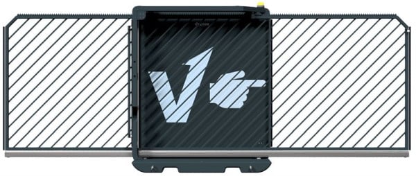 SCHAKE-VECTOR Faltbares Schiebetor V-Gate-Simple, verzinkt + schwarz-matt pulverbeschichtet, ohne Zutrittskontrolle, mit Laserscanner, VPSEL24SOB0337