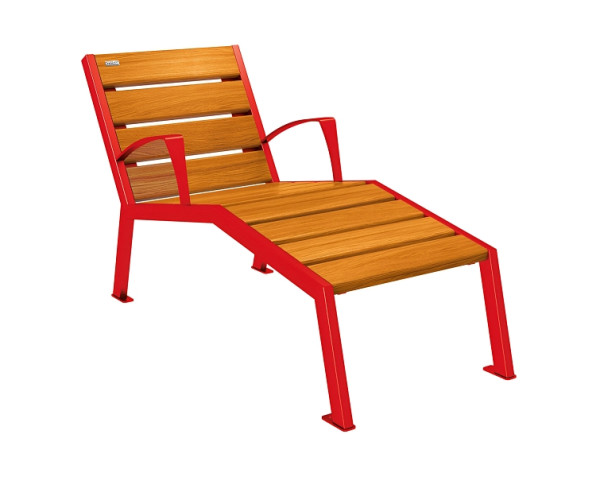 Procity Liegestuhl Silaos 600 mm, Mit Armlehne, Holz & Stahl, helle Eiche/RAL 3020, 209642.3020.CHEC