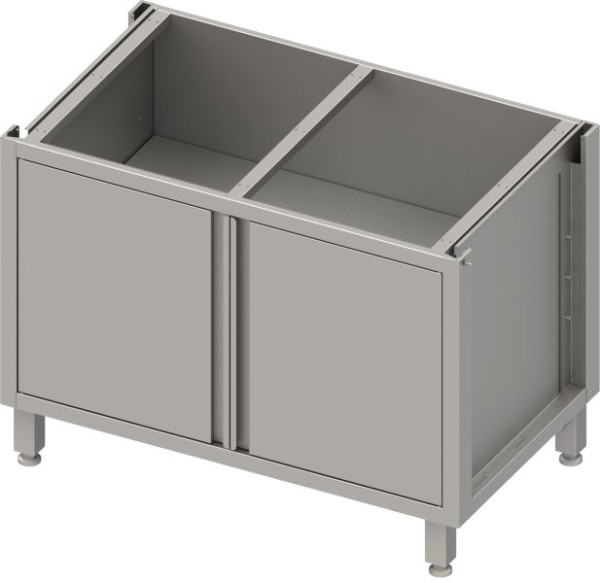Stalgast Edelstahl Unterschrank Boxversion 2.0, für Beine/Sockelrahmen, mit Flügeltüren 800x640x660 mm, BX08651