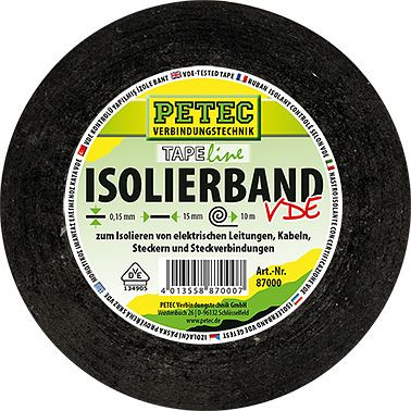 Petec Isolierband, 15 mm x 0,15 mm x 10 m, VE: 10 Stück, 87000