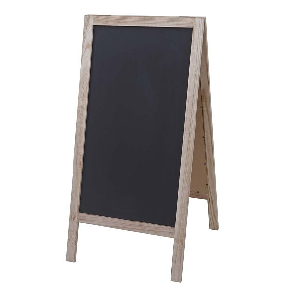Mendler XL Werbetafel HWC-C17, Aufsteller Kreidetafel Kundenstopper, 2 Schreibflächen klappbar, 100x50cm, naturfarben, 60992