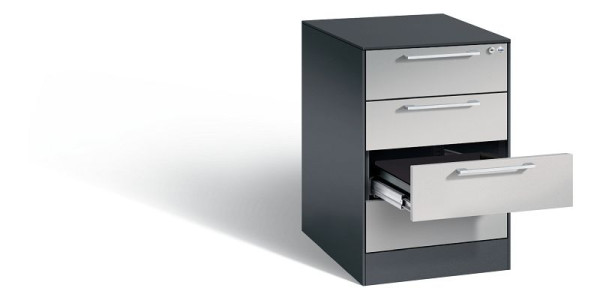 C+P Karteischrank Asisto, H710xB440xT600mm, Farbe: Schwarzgrau / Weißaluminium, Bügelgriff, 146275-422 S10018