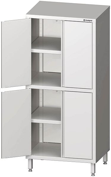 Stalgast Hochschrank mit Flügeltüren, 1000x600x1800 mm, mit zwei Schrankräumen, verschweißt, VHK10605