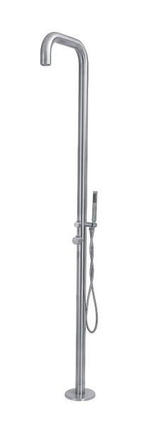 OKU Gartendusche Edelstahl V4A Gebogen mit Kopfbrause und Handbrause Manuelle Steuerung für kaltes und warmes Wasser, 900801