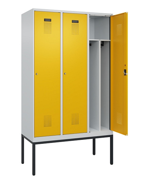 C+P Spind Evolo PLUS, Gestell, 3 Abteile, 2120x1200x500mm, 7035/1004, Verschluss Zylinderschloss, 0490307-32F S10027