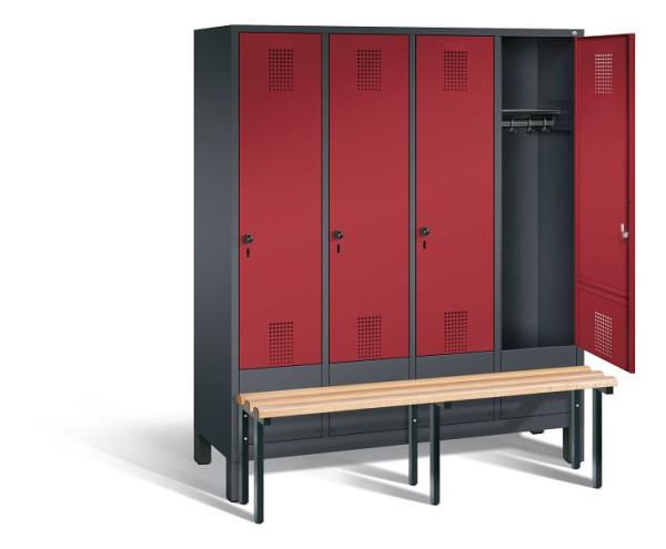 C+P Garderobenschrank Evolo, H1850xB1590xT815mm, Farbe: Schwarzgrau / Rubinrot, 48030-42 S10068