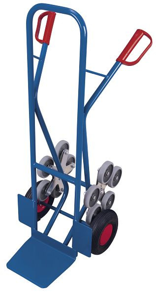 VARIOfit Treppenkarre mit 2 fünfarmigen Radsternen, Außenmaß: 610 x 675 x 1.310 mm, RAL 5010 enzianblau, Radsatz: Luftbereifung, sk-710.211