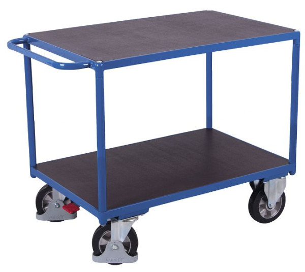 VARIOfit Schwerlast Tischwagen mit 2 Ladeflächen, Ladefläche: 1.995 x 800 mm, RAL 5010 enzianblau, sw-800.514