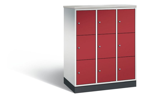 C+P Schließfachschrank Intro, H1255xB920xT490mm, Farbe: Lichtgrau / Rubinrot, 8573-301 S10375