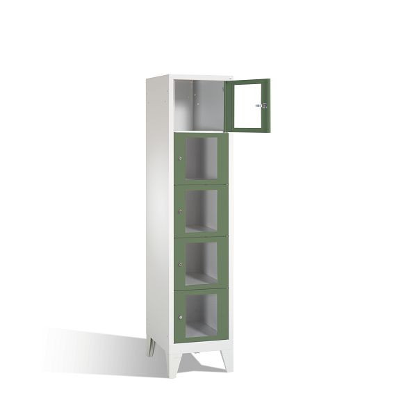 C+P Schließfachschrank Classic, H1850xB420xT500mm, Farbe: Lichtgrau / Resedagrün, 8010A125 S10004